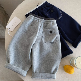 男韩版 纯棉宝宝直筒裤 2026春季 小童明线长裤 女洋气 新款 儿童休闲裤