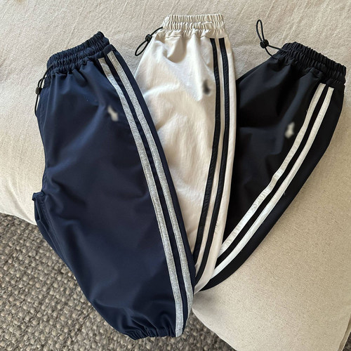 不二妈春秋新款长裤宽松条纹运动