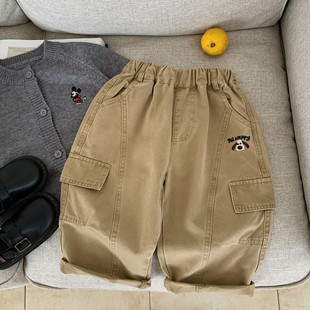 纯色潮牌宝宝休闲直筒裤 儿童休闲裤 小童口袋长裤 款 女洋气 男秋季