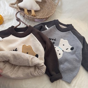 上衣 中小童男童洋气女童卡通毛线衫 儿童加厚毛衣2025冬季 新品