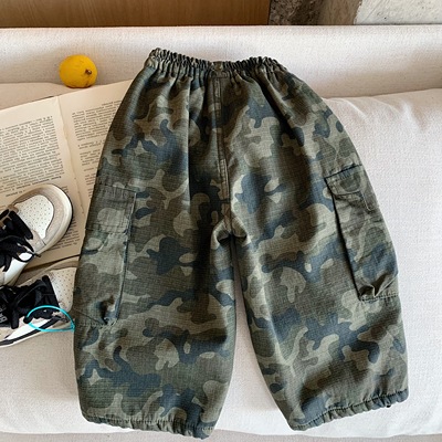 儿童加绒迷彩裤2025男童冬季新款帅气暗格宝宝工装裤百搭加绒加厚