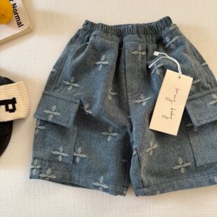 儿童软牛仔短裤男韩版2026夏季新款小童口袋工装裤宝宝中裤女薄款