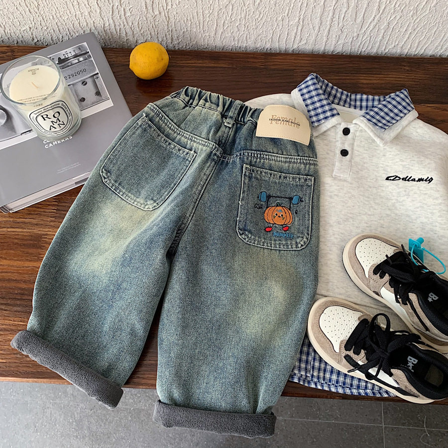 男童加绒牛仔裤2025冬季新款儿童宽松休闲加厚柔软帅气时尚长裤潮,童装/婴儿装/亲子装,裤子,淘宝优惠券,粉丝福利购,淘宝优惠卷