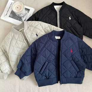 儿童加厚棉服保暖男童冬款棉衣宝宝纯色棒球服外套小童棉袄女夹棉