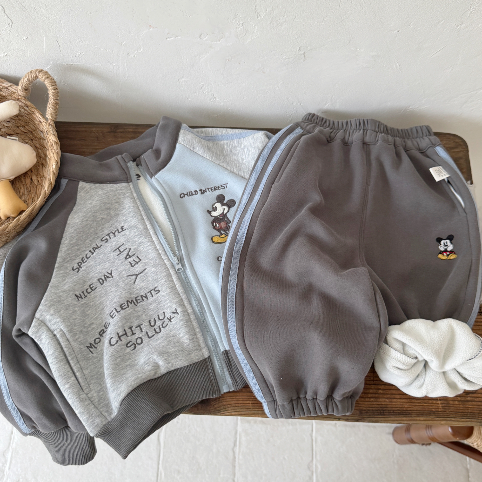 儿童加绒套装男女童休闲两件套2025冬季新款宝宝卡通外套加绒卫裤