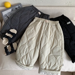 宝宝纯色直筒裤 儿童加厚棉裤 新款 2025冬季 保暖 男女童休闲夹棉长裤