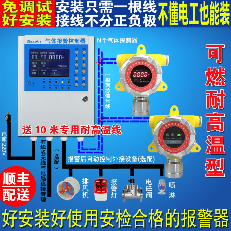 固定式可燃耐高温气体泄漏报警器工业烤箱用耐高温气体浓度检测仪