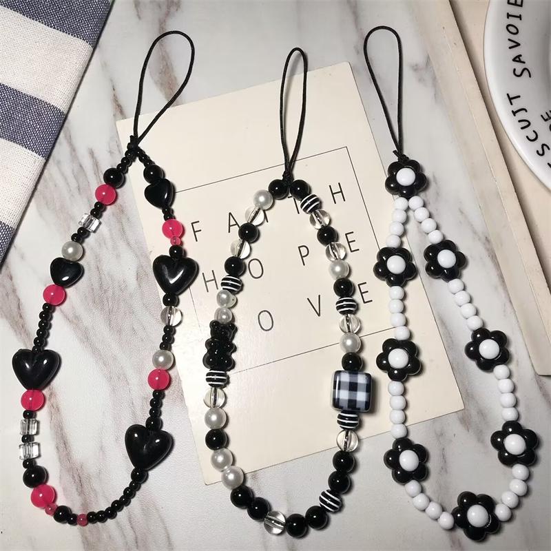 韩系DIY串珠拼色手机壳链