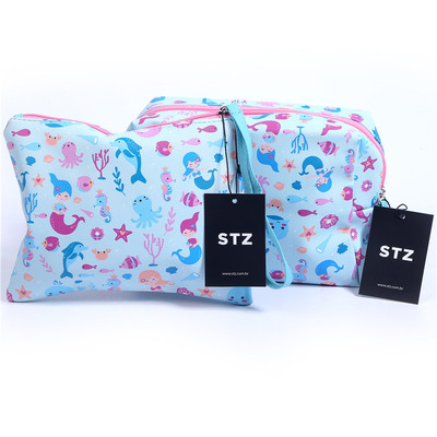 上F67 欧美DAN 炒鸡美腻 美人鱼图案 防水大容量化妆包洗漱包