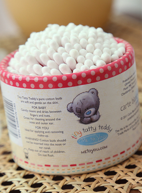 上P11 超值 家庭BI备 小熊筒装多功能纯棉棉签200根