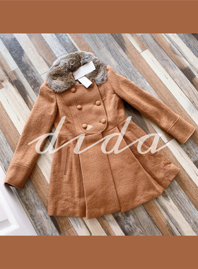 T41 撤GUI 你们喜欢的 潮牌3949同步 可拆卸毛领A子毛呢大衣