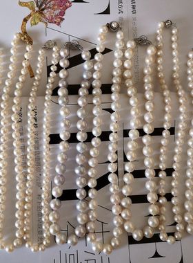 特价清仓简约经典好品质正圆强光天然气质灰色淡水珍珠项链锁骨链