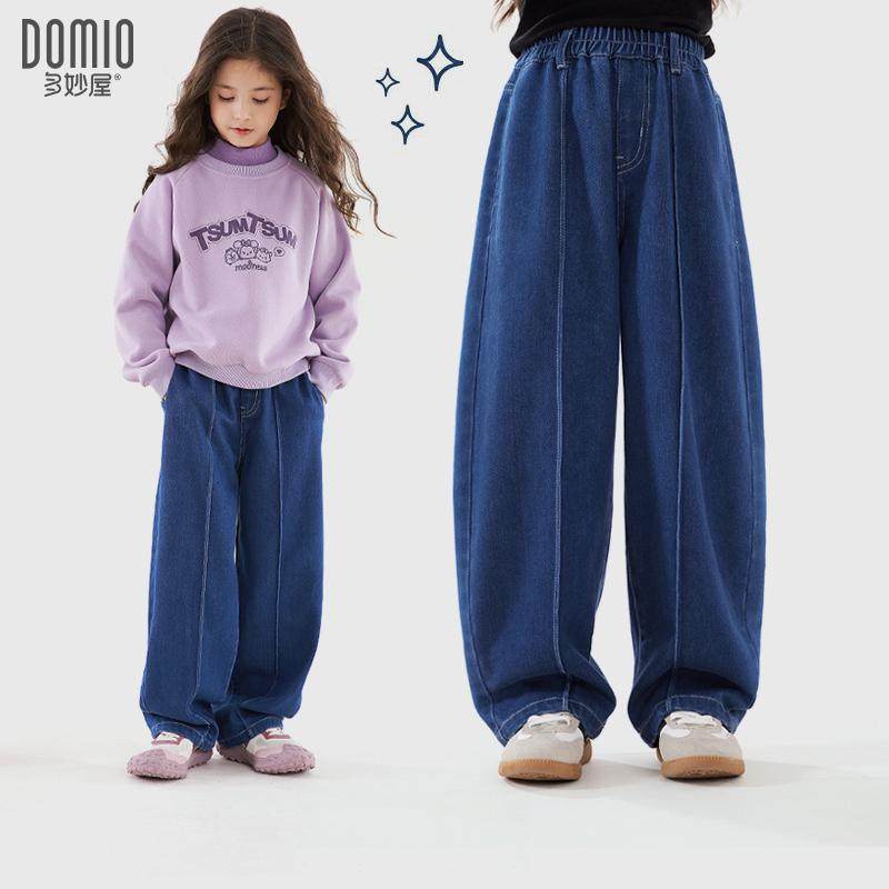 女童加绒厚直筒牛仔裤多妙屋