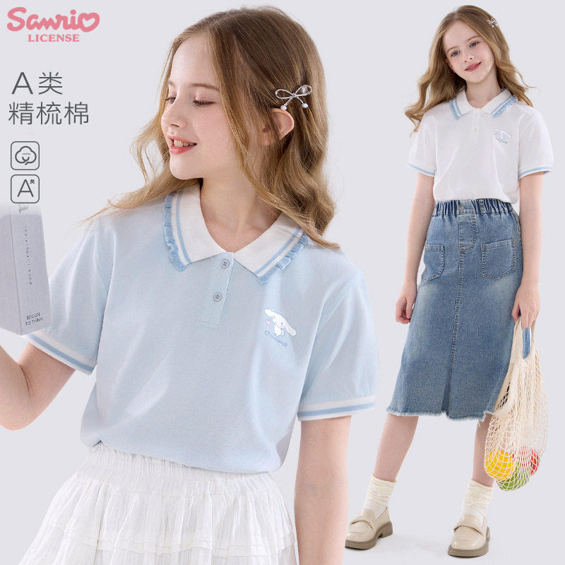 女童夏季翻领POLO短袖T恤薄款
