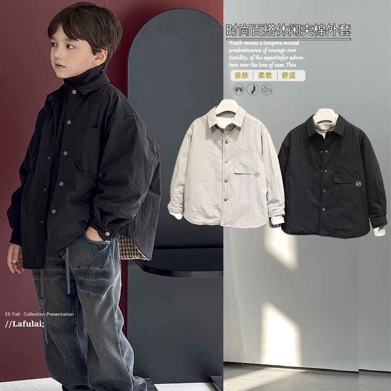 啦芙莱童装2025秋冬新款男女童日系薄棉衬衫外套儿童百搭上衣3033