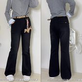 2025春季 新款 女童显瘦黑金喇叭牛仔裤 天依角童装 休闲长裤 潮27135