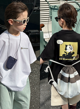 布芮欧童装2024夏季新款男女童时尚卡通T恤儿童洋气短袖上衣86263