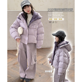 女童中大童时尚 己又合童装 2024冬新款 90白鸭绒连帽羽绒服外套8858