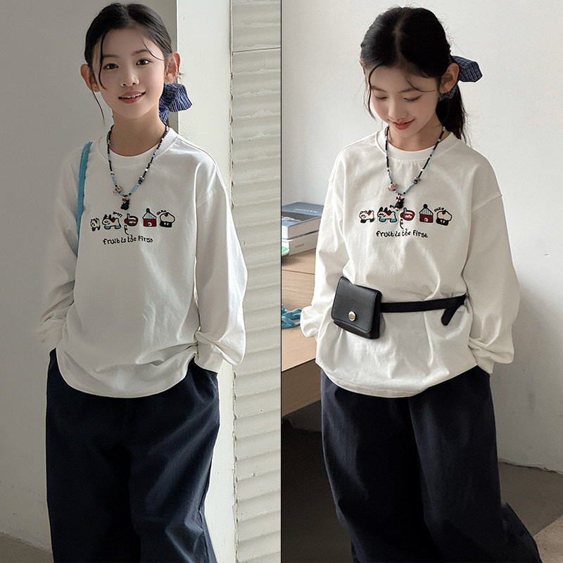 大E小e童装2026春季新款男女童卡通刺绣洋气长袖T恤打底衫潮8006,童装/婴儿装/亲子装,T恤,淘宝优惠券,粉丝福利购,淘宝优惠卷