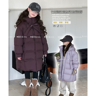 女童长款 新款 杜邦三防羽绒服90白鸭绒外套3937 2024冬季 童乐鱼童装