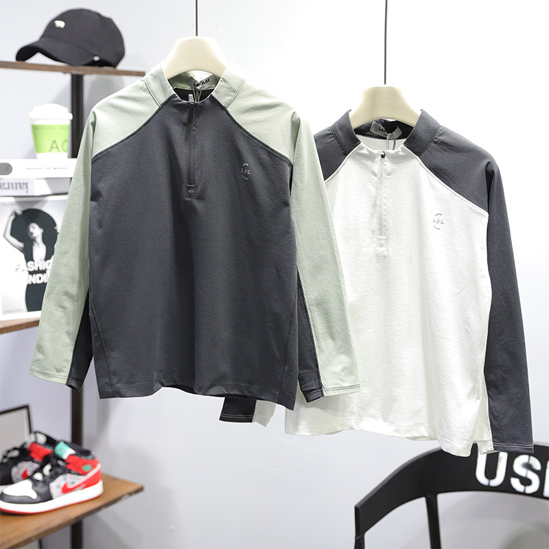 啦芙莱童装2026春季新款男女中大童半拉链拼色长袖T恤打底衫7631,童装/婴儿装/亲子装,T恤,淘宝优惠券,粉丝福利购,淘宝优惠卷