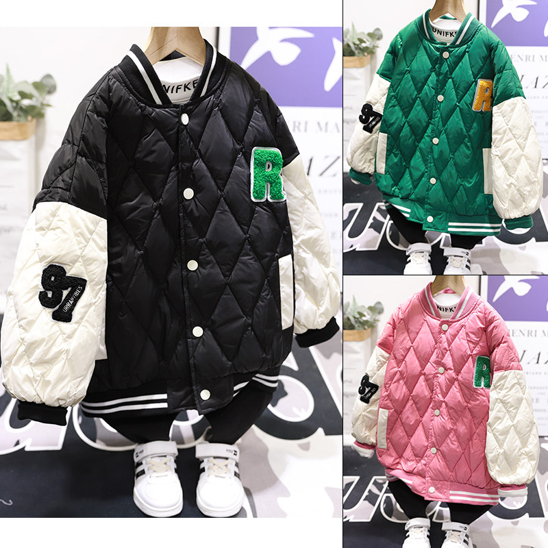 大E小e白鸭绒羽绒服保暖棒球服