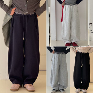 大E小e童装2026春季新款女童时尚休闲针织裤卫裤中大童阔腿裤9322