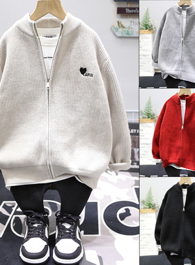 啦芙莱童装2025秋冬新款儿童洋气爱心毛衣男女中大童针织外套3925