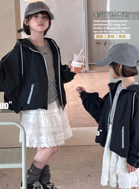 牛哆哆童装2026春季新款女童中大童洋气短款连帽夹克外套潮77806