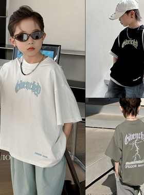 布芮欧童装2024夏季新款字母闪电印花男女童洋气短袖T恤上衣86260