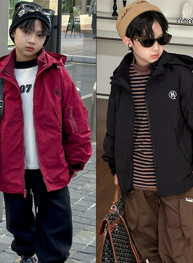 布芮欧童装冬款男女童两穿内胆可拆加绒连帽外套拉链衫83035