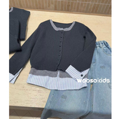 男女童学院风撞色假两件针织开衫 新款 95271 2026春季 WOOSO吾束童装