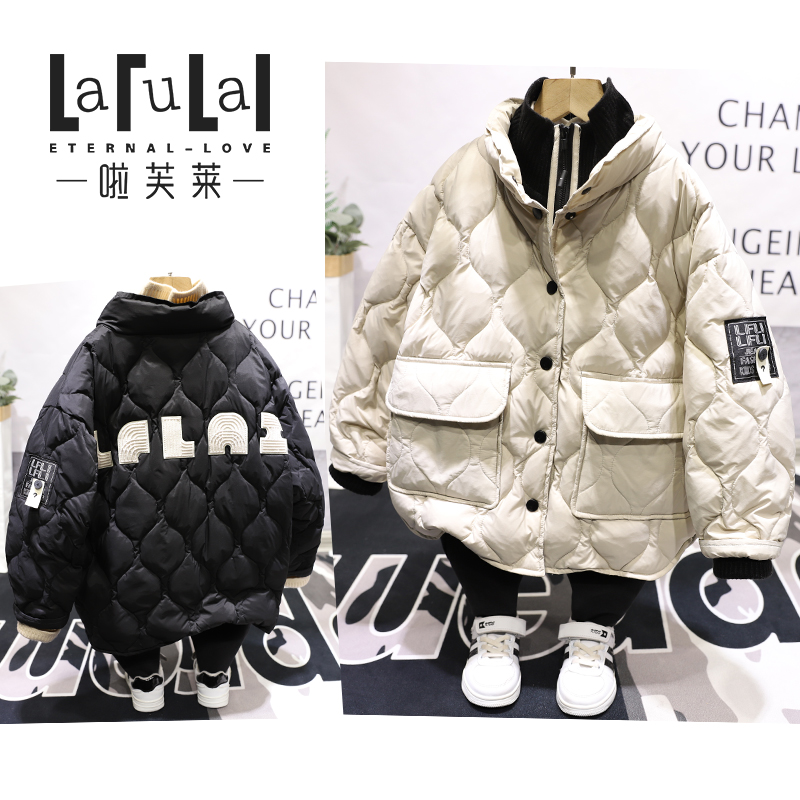 啦芙莱白鸭绒假两件羽绒服帅外套