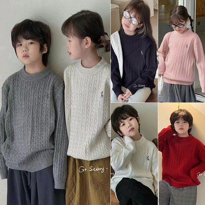 G+童装男女童小鹿绣花针织毛衣