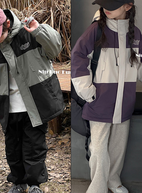 牛哆哆童装冬款男女童拼色连帽冲锋衣夹棉外套儿童棉服36869