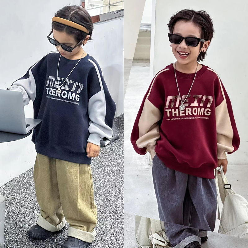 布芮欧圆领字母卫衣中大童上衣