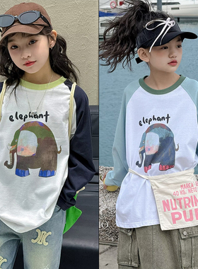 布芮欧童装2024春款新卡通韩版女童长袖T恤中大童洋气打底衫88120