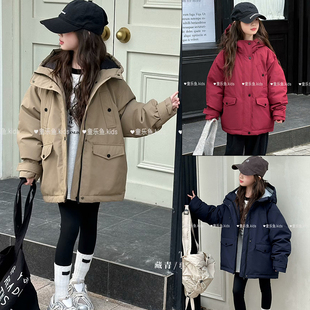 风男女童羽绒服儿童派克服连帽外套3950 工装 童乐鱼童装 2024冬新款