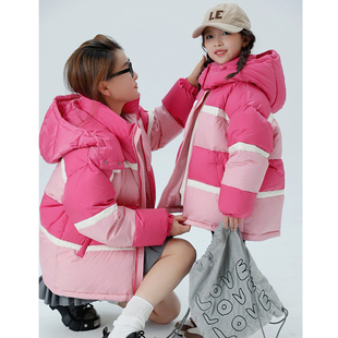 木瓜汁童装冬款女童拼色90白鸭绒带帽羽绒服中大童外套90011