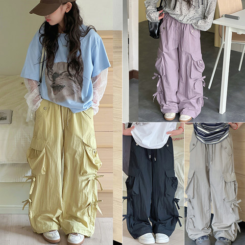 大E小e女童时尚蝴蝶结工装裤长裤