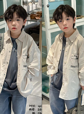 大E小e童装秋季新款儿童长袖衬衫韩版纯棉潮酷个性衬衣31007