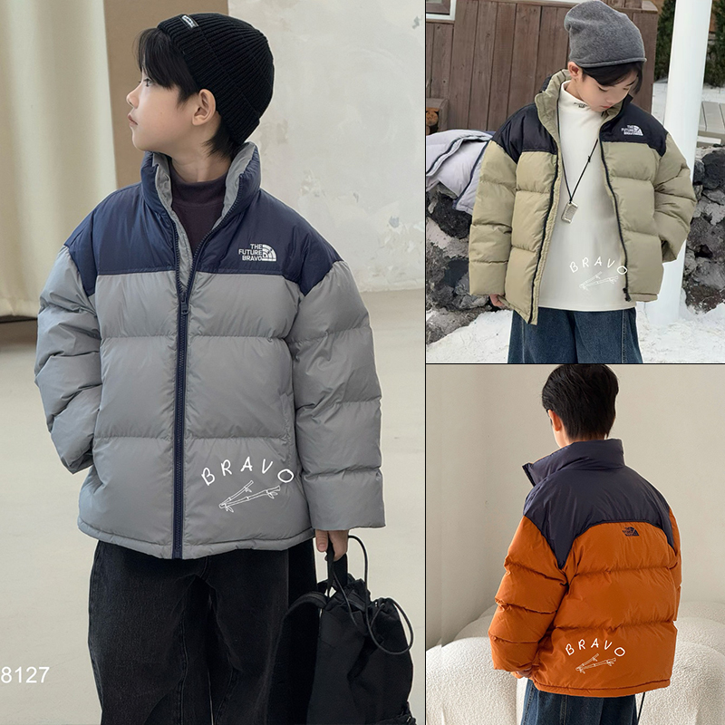 布芮欧童装冬款拼色面包服羽绒服