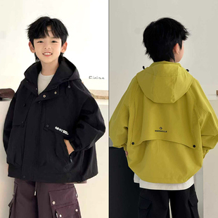 男女童户外连帽冲锋衣儿童工装 新款 外套潮25A882 25秋季 大E小e童装
