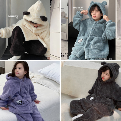 舟由中大童长款熊猫家居服套装潮