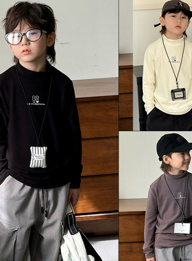 大E小e童装2024冬季新款男女童长袖T恤打底衫中大童发热内衣5289