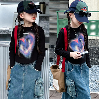 大E小e女童甜美风短款长袖T恤