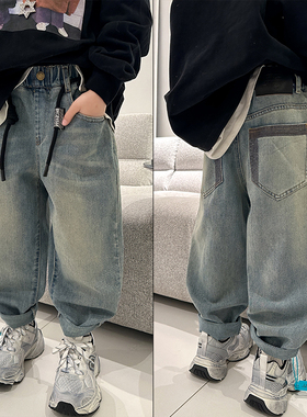 大E小e童装2024春季新款儿童帅气牛仔裤男女童时尚老爹裤潮99123