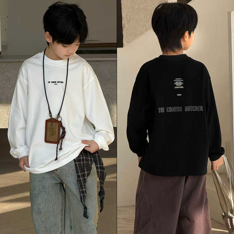 大E小e童装2026春季新款时尚字母印花长袖T恤男女童打底衫潮5615,童装/婴儿装/亲子装,T恤,淘宝优惠券,粉丝福利购,淘宝优惠卷