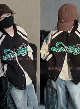童乐鱼童装秋季新款刺绣拼色男女童棒球服外套儿童夹克52131