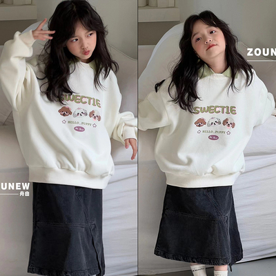 舟由翻领儿童卫衣中大童套头衫